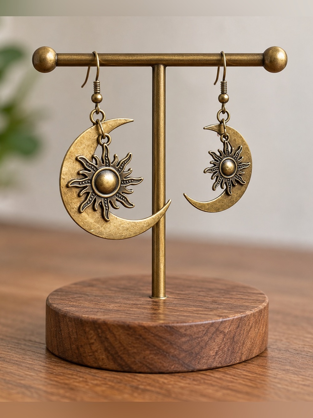 Boho Bronze Sun and moon earrings